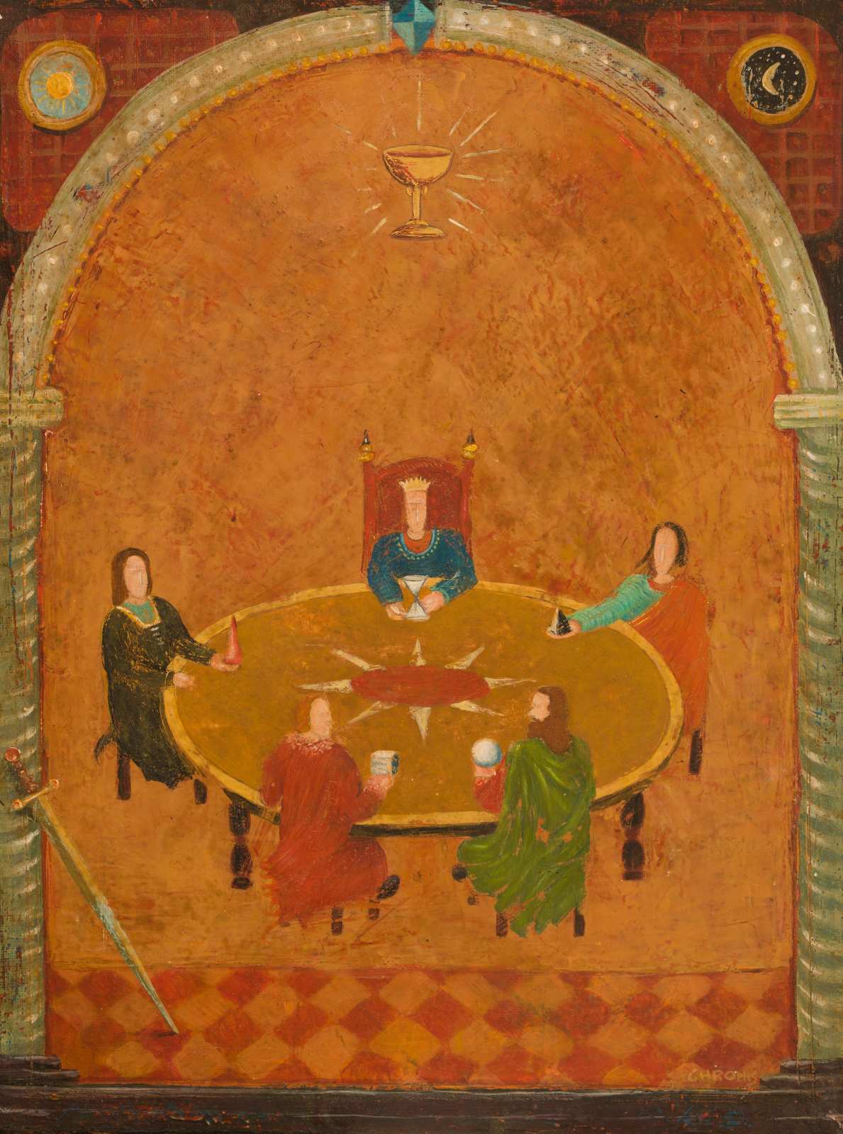 Schilderij ronde tafel met ridders