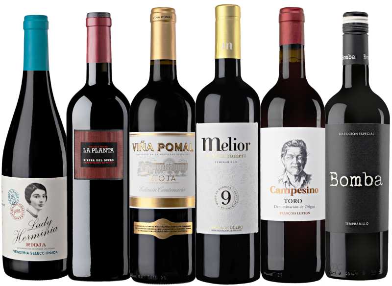 Proefbox Tempranillo wijnen uit Spanje Rioja Ribera del Duero Toro 