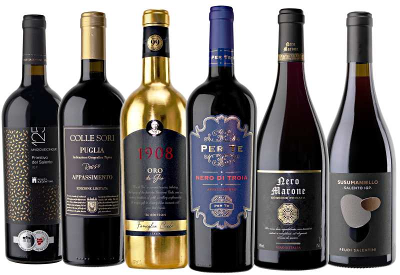 proefdoos Italië Puglia wijnen Apulië Primitivo Negroamaro Malvasia Nera
