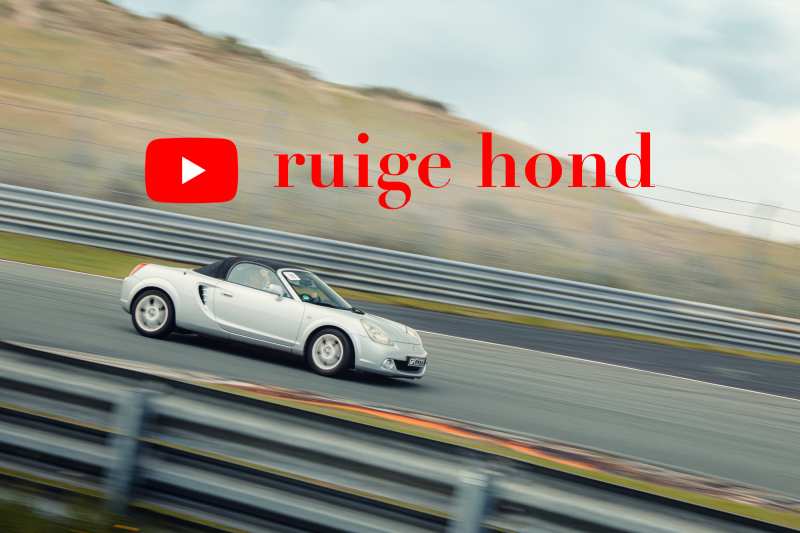 Toyota MR2 op circuit - titelbeeld vlog ruige hond op YouTube